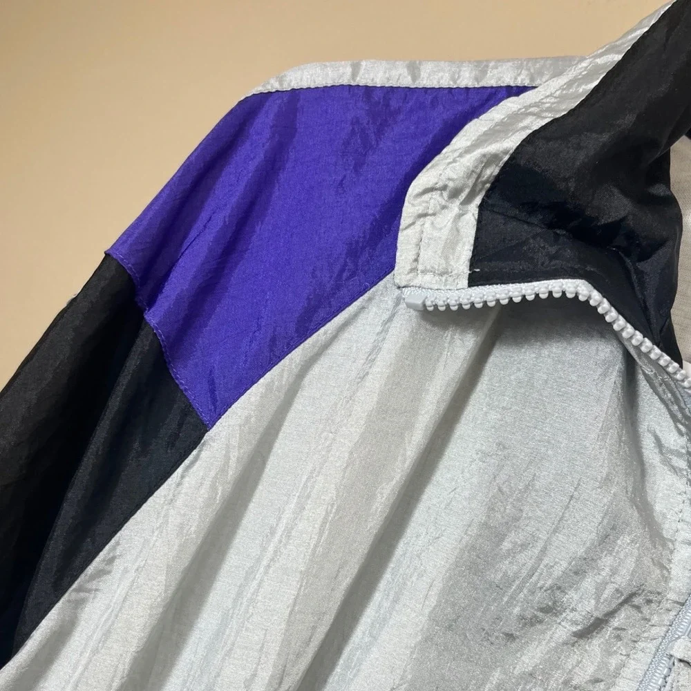 Vintage Pro Line Track Jacket Windbreaker‎ 90s Colorblock Gray Purple Medium NWT